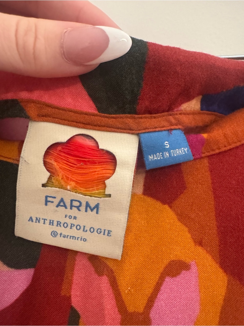 Anthropologie Farm Rio Satin floral orange pink blue slip - Picture 10 of 12